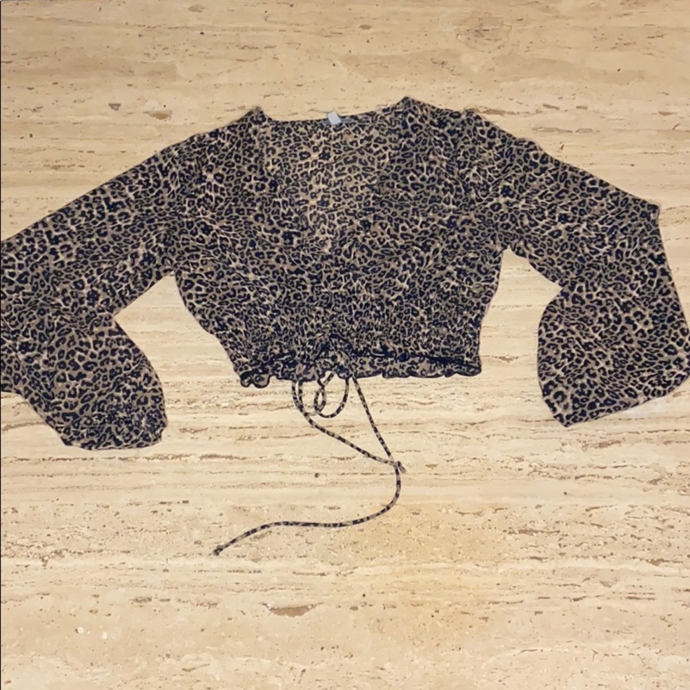 Cheetah print long sleeve crop top 🐆